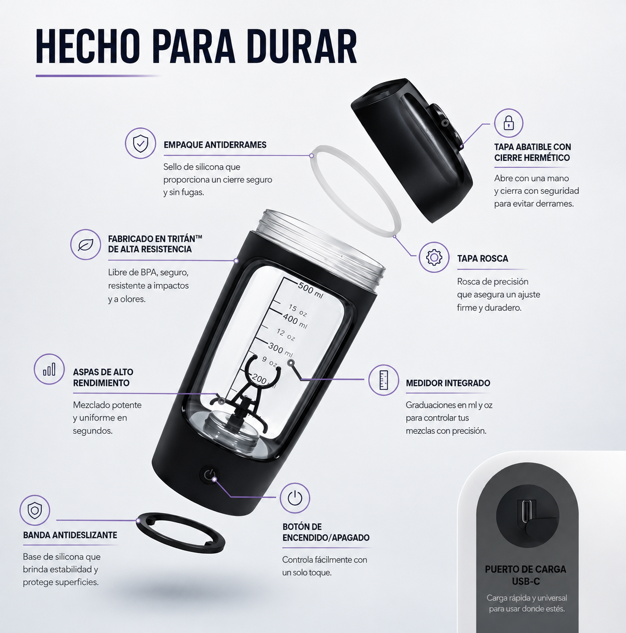 InfinityShake™ | Shaker Eléctrico 650 ml